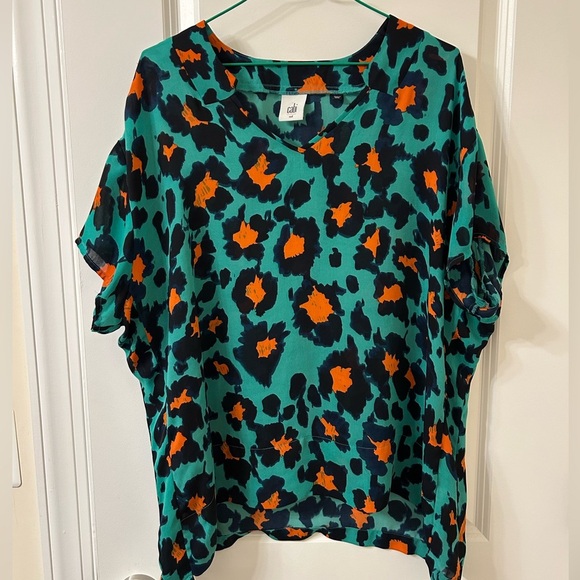 CAbi Blue and Black Oversized Boxy Blouse - Picture 1 of 5